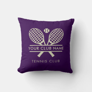 Coussin Équipe du nom du club de tennis Pays Bureau Violet