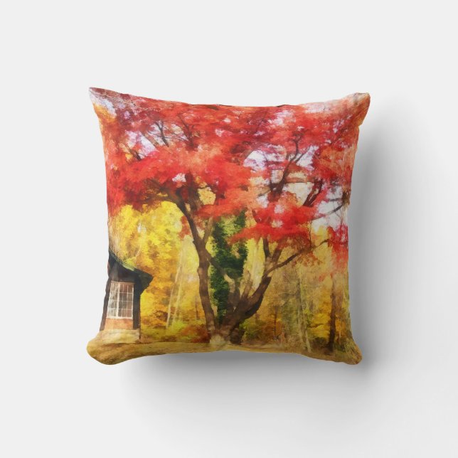 Coussin Érable rouge d'automne (Recto)