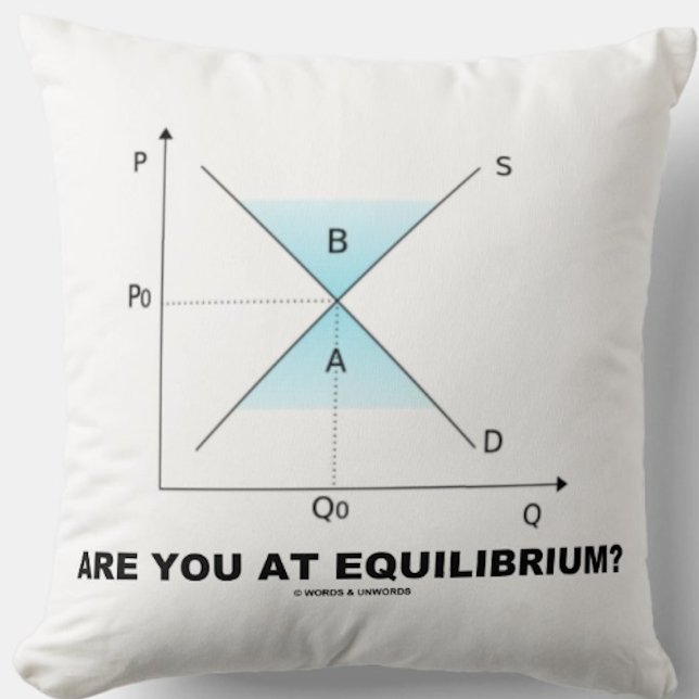 Coussin Es-Tu À L'Équilibre ? Courbe Offre-Demande (Econ psyche throw pillow featuring timeless life query: "Are You At Equilibrium?")