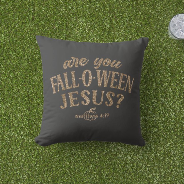Coussin Es-tu FALL-O-WEEN Jésus ? Christian Halloween (Herbe)