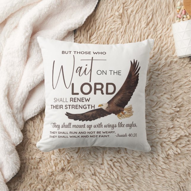Coussin Ésaïe 40:31 Ceux qui attendent sur le Seigneur Écr (Couverture)