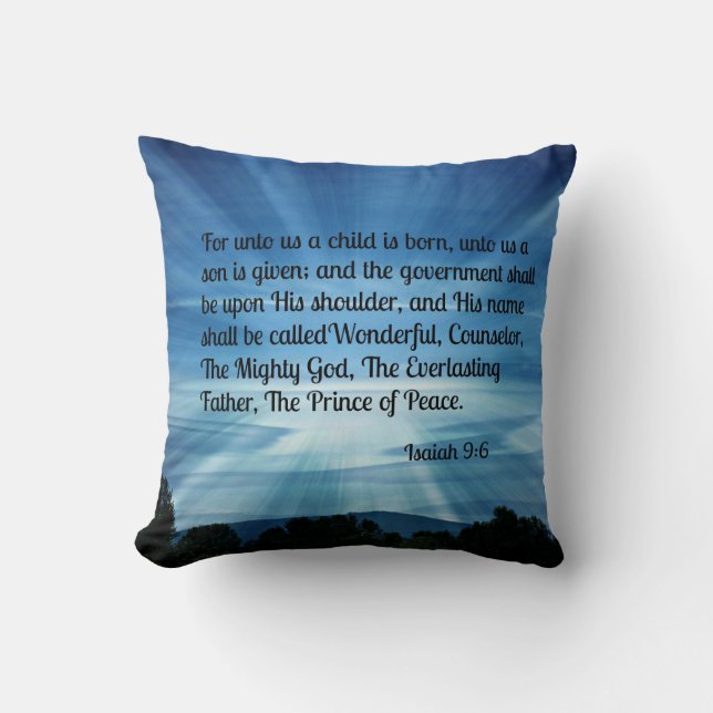 Coussin Esaïe 9:6 Car pour nous un enfant naît... (Recto)