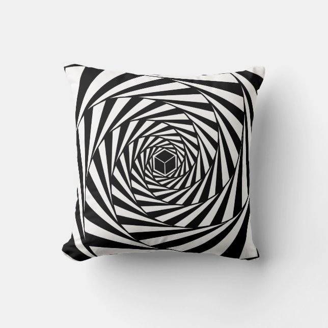 Coussin Escalier spiral noir et blanc Abstrait (Recto)