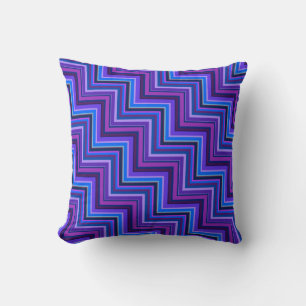 Coussin Escaliers à rayures bleues et violettes