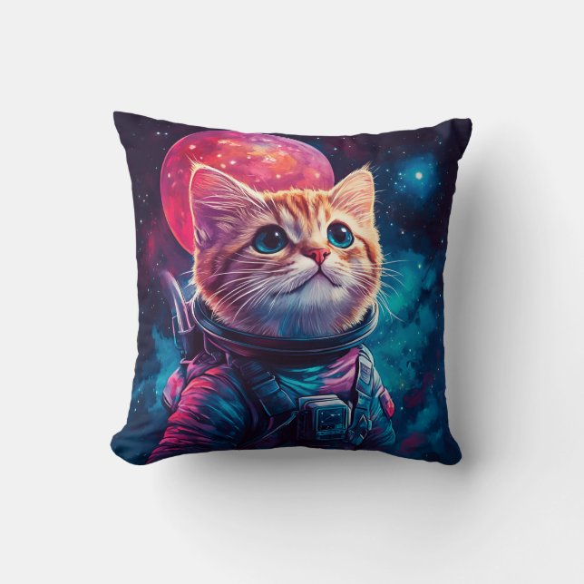 Coussin Espace rose astronaute (Recto)