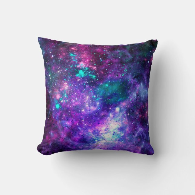 Coussin Espace violet Galaxie Cosmique Espace Turquoise Ci (Recto)