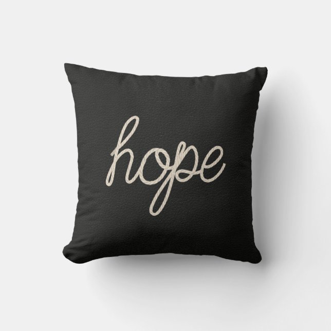 Coussin Espère le texte de la corde en noir (Recto)