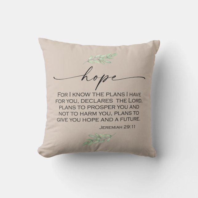 Coussin Espoir Bible Verse de Jérémie 29:11 (Recto)