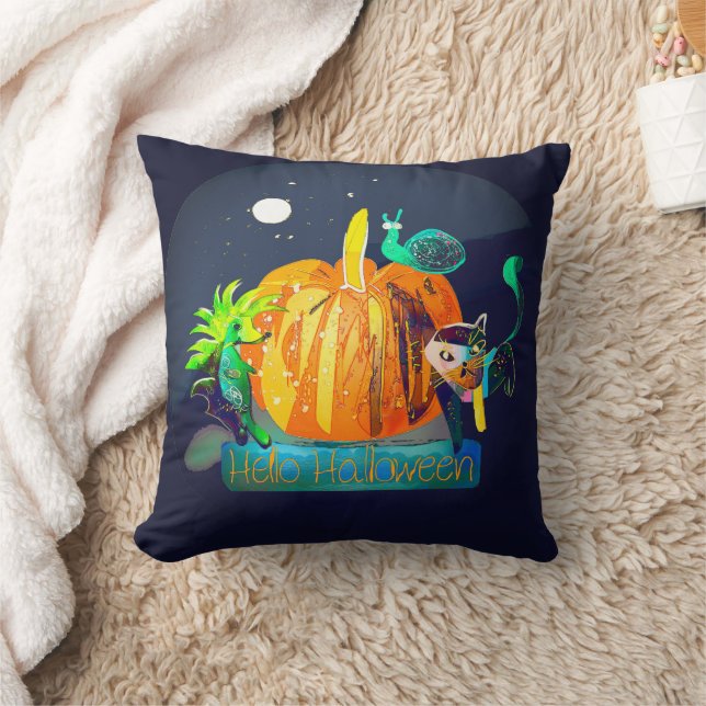 Coussin Esprit citrouille - Halloween Animaux & Lune Mur C (Couverture)