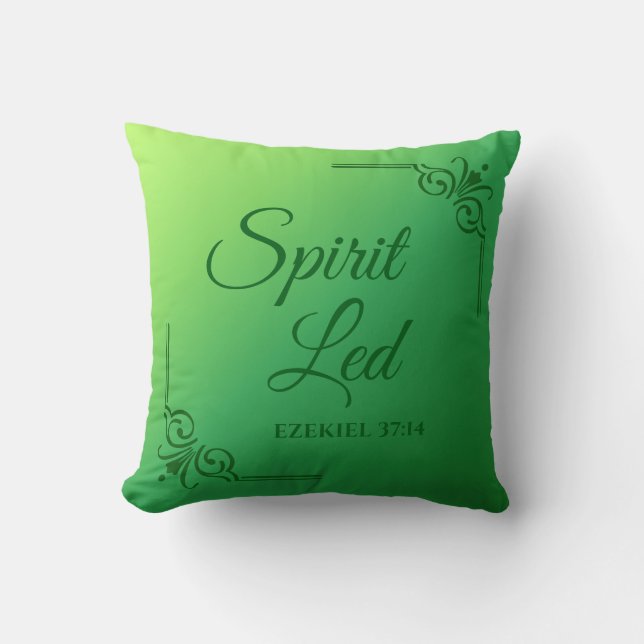 Coussin Esprit Dirigé Ezekiel 37:14 Vert (Recto)