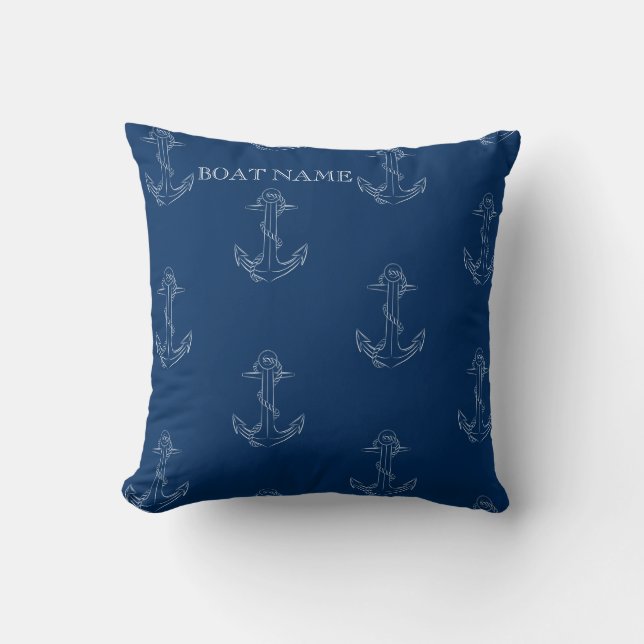 Coussin Esprit nautique Ancres Bleu marine (Recto)