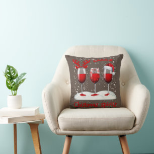 Coussin Esprits De Noël Lunettes De Vin Vacances De Noël P