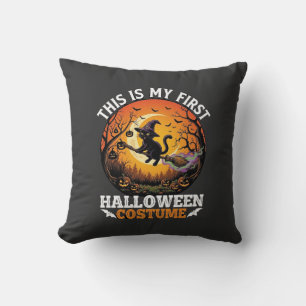 Coussin Est Premier Costume d'Halloween Balai Chat Noir_1