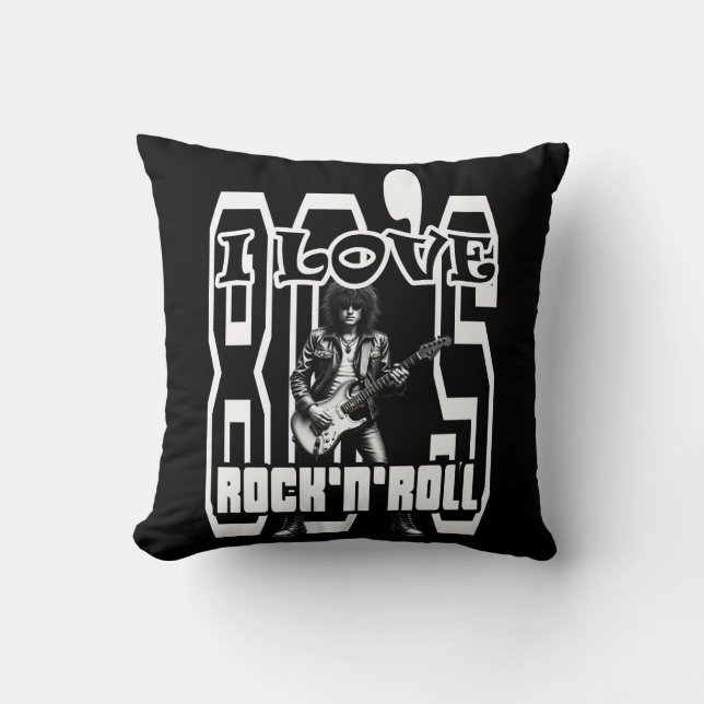 Coussin Estampa Rock - I Love 80s Rock’n’Roll – Almofada (Recto)