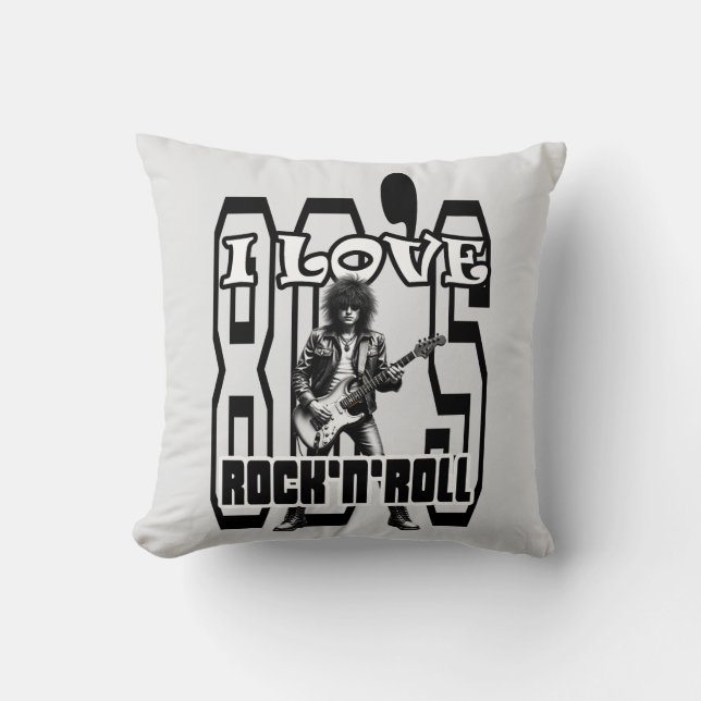 Coussin Estampa Rock - I Love 80s Rock’n’Roll – Almofada (Recto)