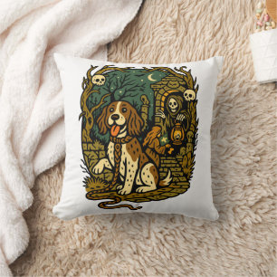 Coussin Esthétique de chien squelette effrayant horreur