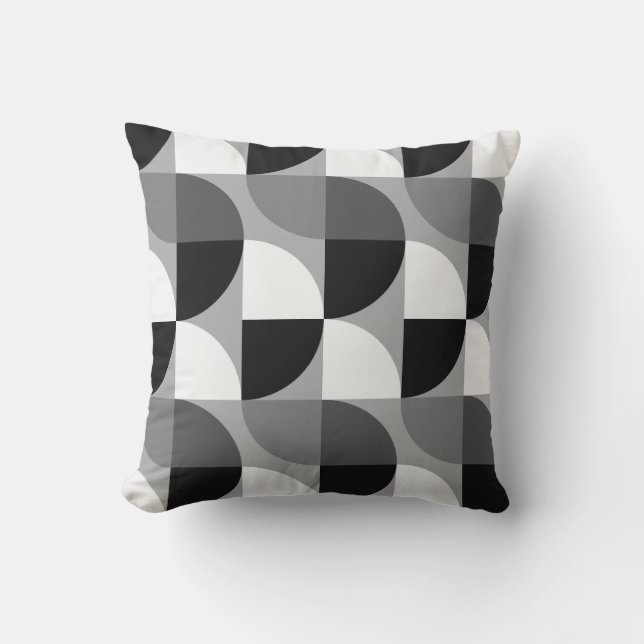 Coussin Esthétique Noir et blanc abstrait du milieu du siè (Recto)