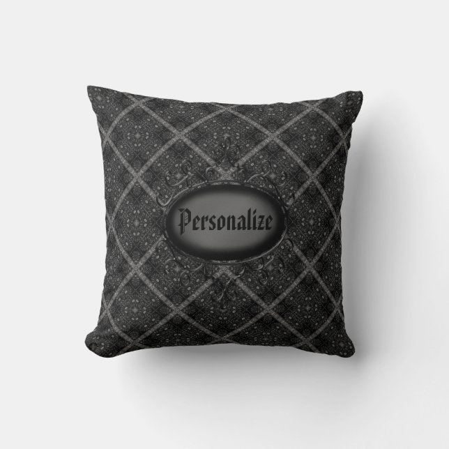 Coussin Et argenté carreau personnalisé par cru noir (Recto)