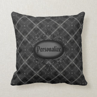 Coussin Et argenté carreau personnalisé par cru noir