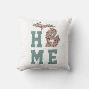 Coussin État d'origine du Michigan avec motif floral de co