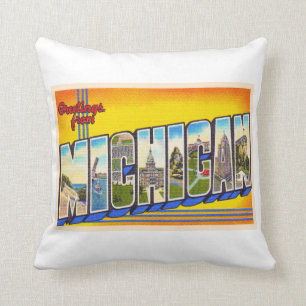 Coussin État du Michigan MI Vintage Grande lettre Carte p