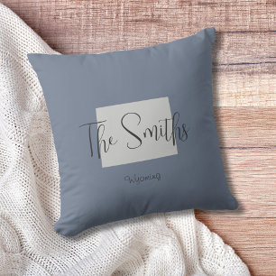 Coussin État du Wyoming Plan Nom de famille Jeu d'oreiller