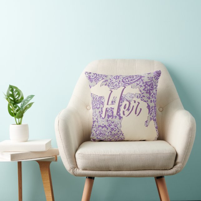 Coussin État personnalisé Michigan violet et gris floral (Chaise)