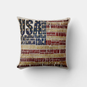 Coussin États-Unis et leurs États fédéraux en étoiles et r