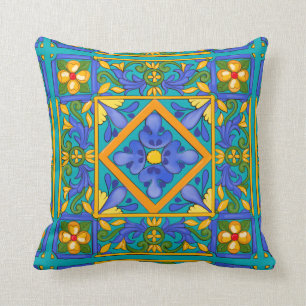 Coussin Été, Carreaux siciliens, majolica, Méditerrané