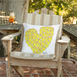 Coussin Été d'amour - Cœurs de soleil et de plage