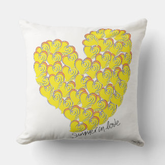 Coussin Été en amour - Coeurs de soleil et de plage