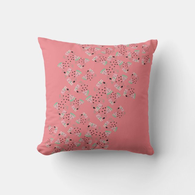 Coussin Eté Watermelon Pink Glace Graines Motif (Recto)