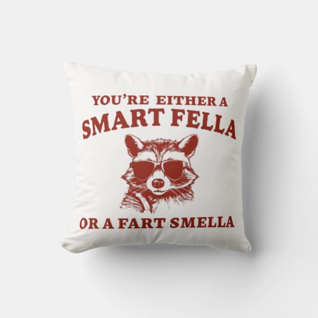 Coussin Êtes-Vous Un Smart Fella Ou Fart Smella Retro Cart (Recto)