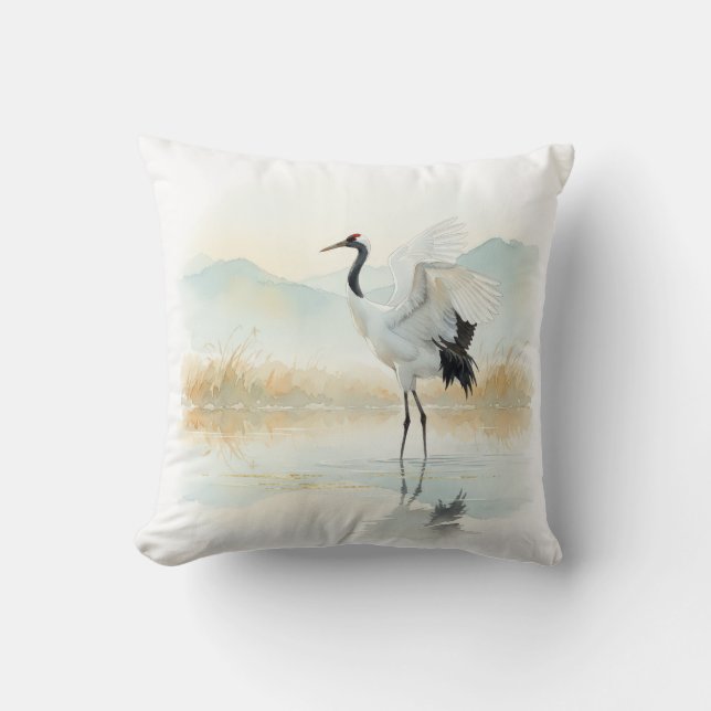 Coussin Ethereal Crane Elegance (Recto)