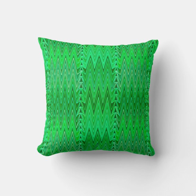 Coussin Ethnic Chevron Damask, Emerald et Lime Green (Recto)