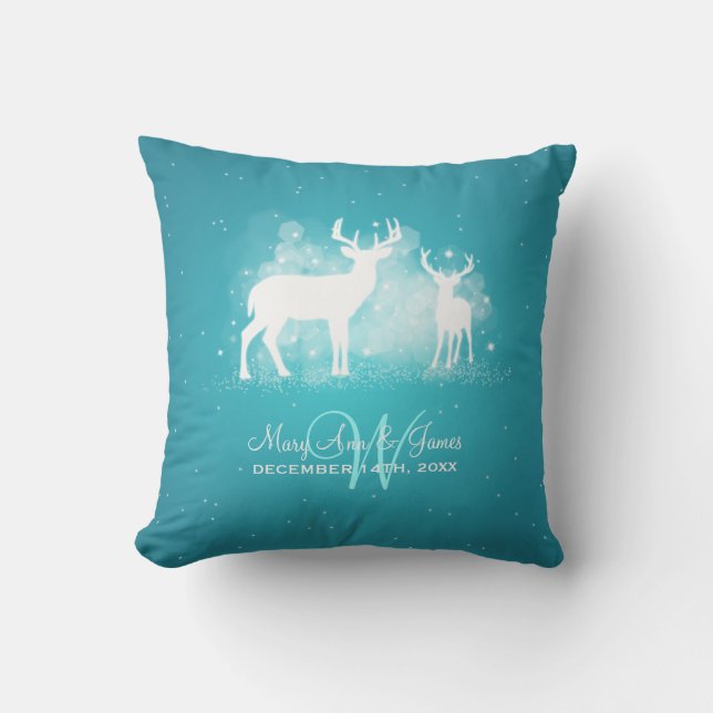 Coussin Étincelle élégante Turquois de cerfs communs (Recto)