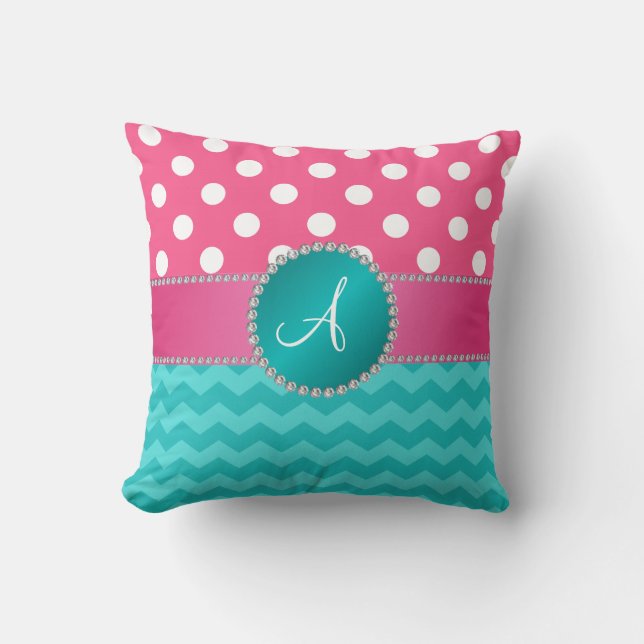 Coussin Étincelle rose de chevron de turquoise de pois de (Recto)
