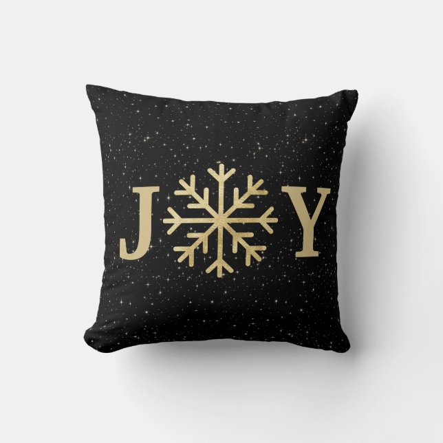 Coussin Étincelles dorées et flocons de neige (Recto)