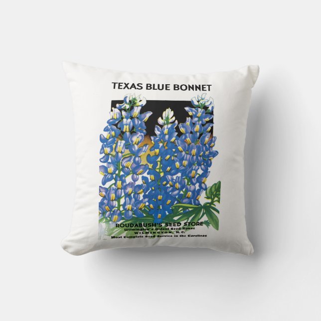 Coussin Étiquette bleu de paquet de graine de capot du (Recto)