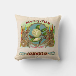 Coussin Étiquette de boîte à cigares Magnolia