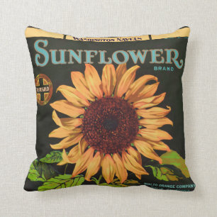 Coussin Étiquette de la marque de tournesol Fruit orange