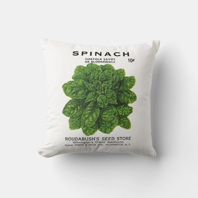Coussin Étiquette de paquets de graines d'épinards (Recto)