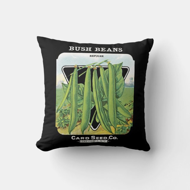 Coussin Étiquette de paquets de semences de haricots Bush (Recto)