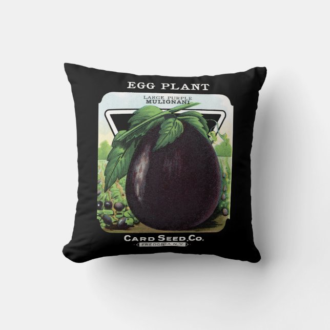 Coussin Étiquette de paquets de semences de Plante d'oeufs (Recto)