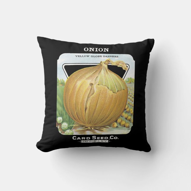 Coussin Étiquette de paquets de semences d'oignon (Recto)