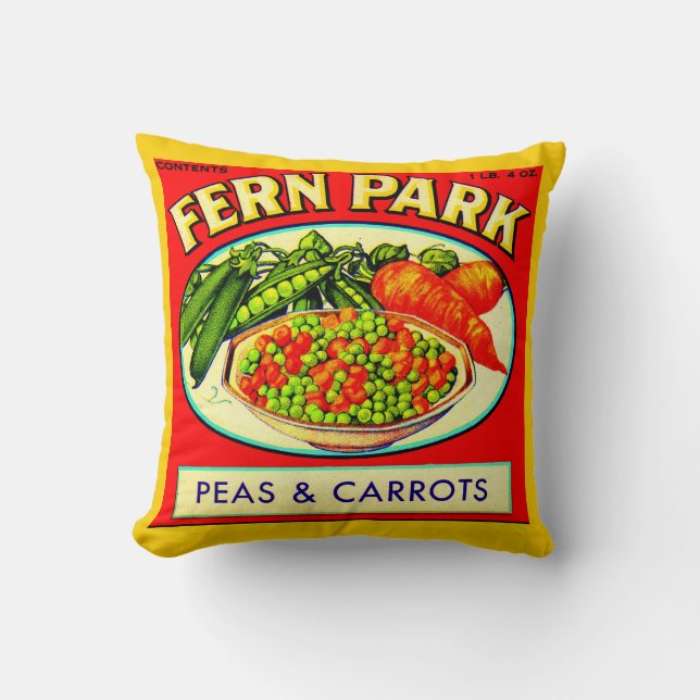 Coussin étiquette de pois et de carottes de Fern Park dans (Recto)