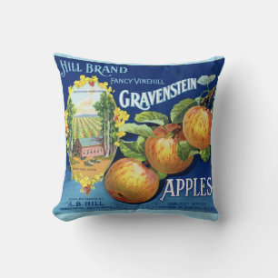 Coussin Étiquette Vintage de Pomme Gravenstein