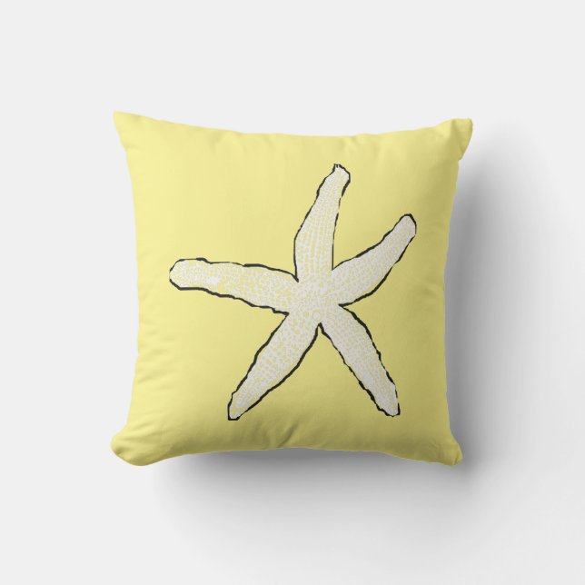 Coussin Étoile de mer Jaune Blanc Motif Élégant Cadeau de  (Recto)