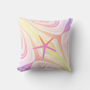 Coussin Étoile de mer multicolore rose abstraite fête des 