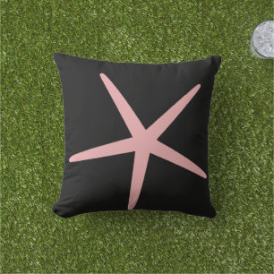 Coussin Étoile de mer Nautilus Plage Corail Rose Noir Pers